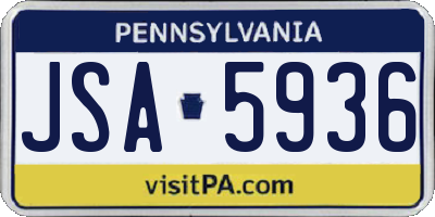 PA license plate JSA5936