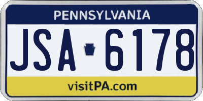 PA license plate JSA6178