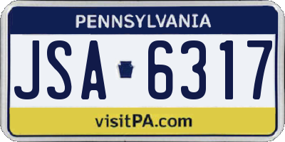 PA license plate JSA6317