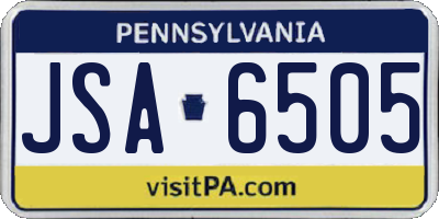 PA license plate JSA6505