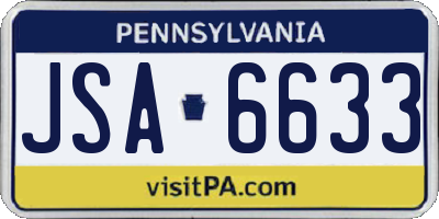 PA license plate JSA6633