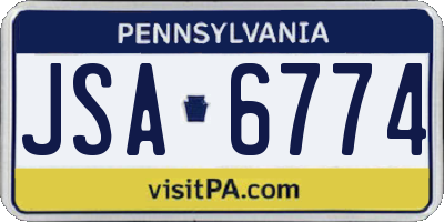PA license plate JSA6774