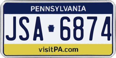 PA license plate JSA6874