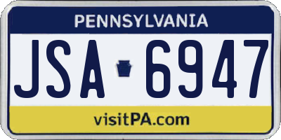 PA license plate JSA6947