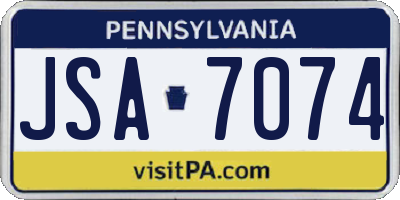 PA license plate JSA7074