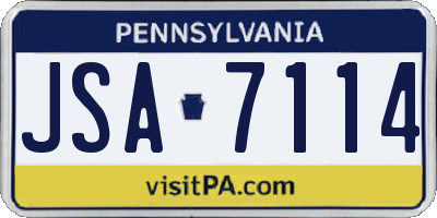 PA license plate JSA7114