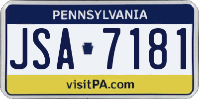 PA license plate JSA7181