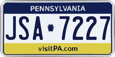 PA license plate JSA7227