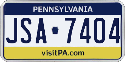 PA license plate JSA7404