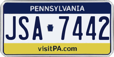 PA license plate JSA7442