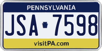PA license plate JSA7598