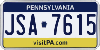 PA license plate JSA7615