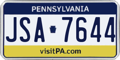 PA license plate JSA7644