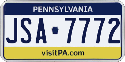PA license plate JSA7772