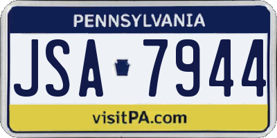 PA license plate JSA7944
