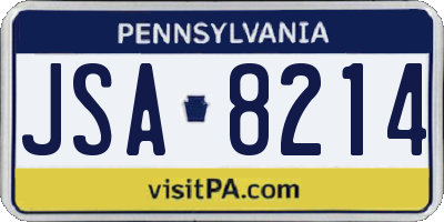 PA license plate JSA8214