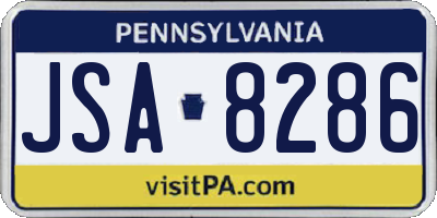 PA license plate JSA8286