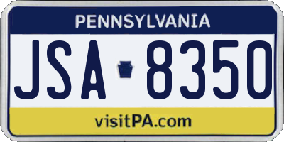PA license plate JSA8350