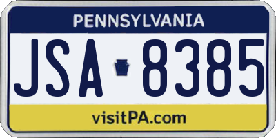 PA license plate JSA8385