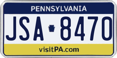 PA license plate JSA8470
