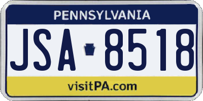 PA license plate JSA8518