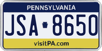 PA license plate JSA8650