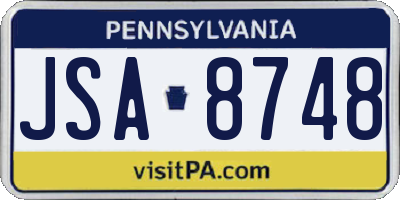 PA license plate JSA8748