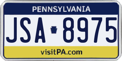 PA license plate JSA8975