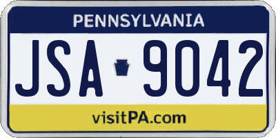 PA license plate JSA9042