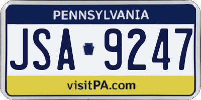PA license plate JSA9247