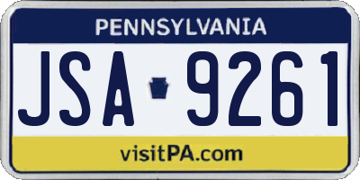 PA license plate JSA9261