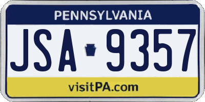 PA license plate JSA9357