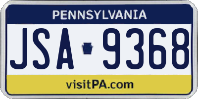 PA license plate JSA9368