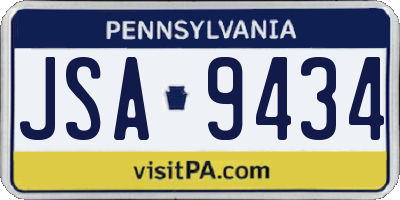 PA license plate JSA9434