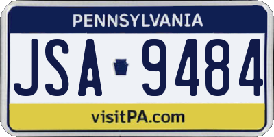 PA license plate JSA9484