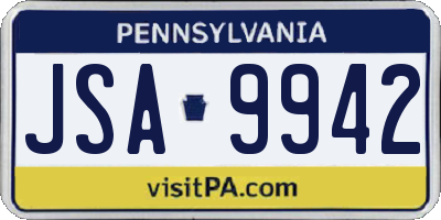 PA license plate JSA9942