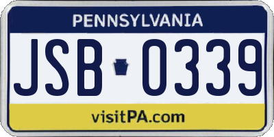 PA license plate JSB0339