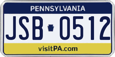 PA license plate JSB0512