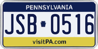 PA license plate JSB0516