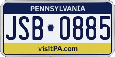 PA license plate JSB0885