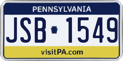 PA license plate JSB1549