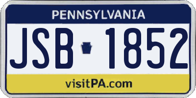 PA license plate JSB1852