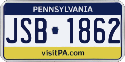 PA license plate JSB1862