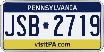 PA license plate JSB2719