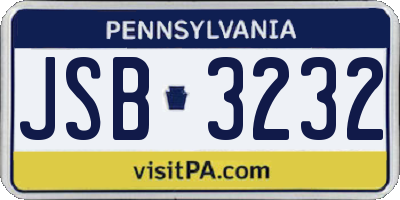 PA license plate JSB3232