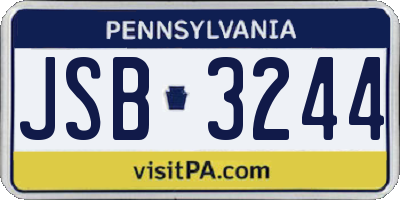 PA license plate JSB3244