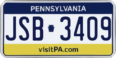 PA license plate JSB3409