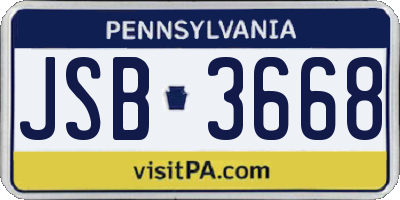 PA license plate JSB3668