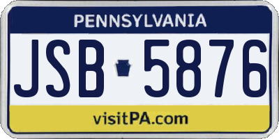 PA license plate JSB5876