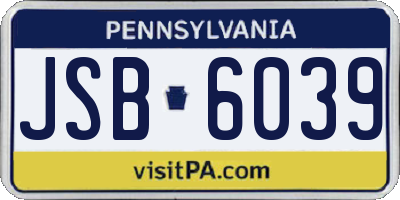 PA license plate JSB6039